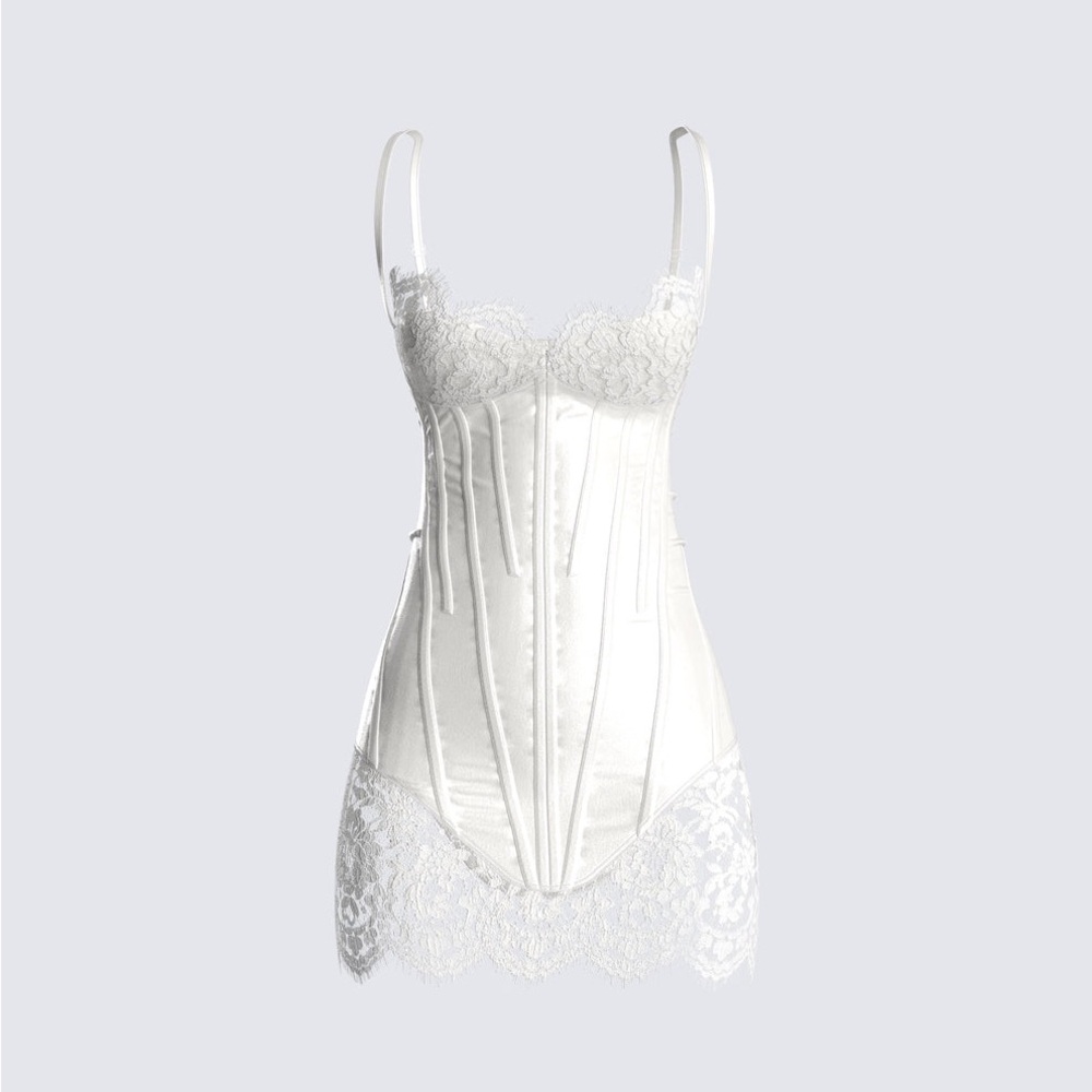White Sweetheart Bustier Mini Dress